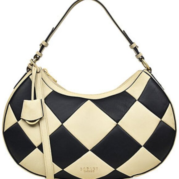 **RARE** Radley London Black and Taupe Checkered Alice In Wonderland Looking Bag - Picture 1 of 14